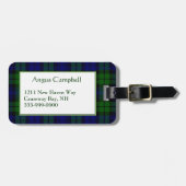 カスタムで黒い腕時計のタータンチェック格子縞の荷物のラベル ラゲッジタグ (正面横)