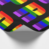 カスタムで黒い色の虹のプライドの文字の芸術 ラッピングペーパー (角)