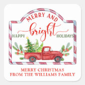 カスタムと明メリーるいヴィンテージ赤いトラック スクエアシール (正面)