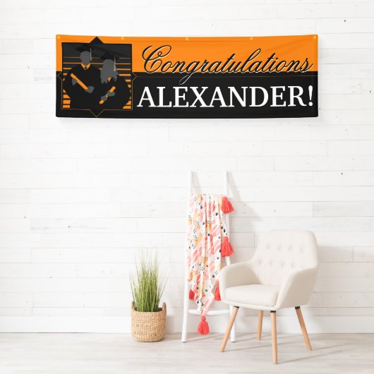 カスタムなお祝いの卒業の金ゴールドの旗 横断幕 (インサイチュ)