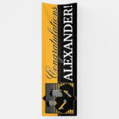 カスタムなお祝いの卒業の金ゴールドの旗 横断幕 (縦)