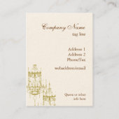 カスタムなアイボリー及び金色相のエレガントなシャンデリア 名刺 (裏面)