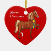 カスタムなアメリカ人のSaddlebredのクリスマスのオーナメント セラミックオーナメント (正面)
