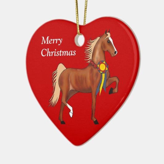カスタムなアメリカ人のSaddlebredのクリスマスのオーナメント セラミックオーナメント (左)