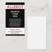 カスタムなアレルギー警報レストランの緊急時の子供 コーリングカード (正面/裏面)