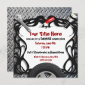 カスタムなイベントの自動車整備士の招待状 招待状 (正面/裏面)