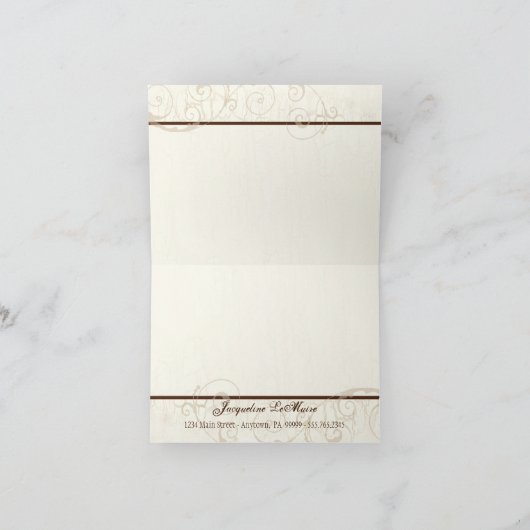 カスタムなウエディングケーキのモダンな点のストライプの渦巻 サンキューカード (内部)