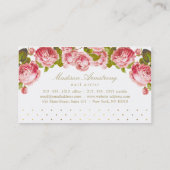 カスタムなエレガントな金ゴールドの点及びピンクのバラ 名刺 (裏面)