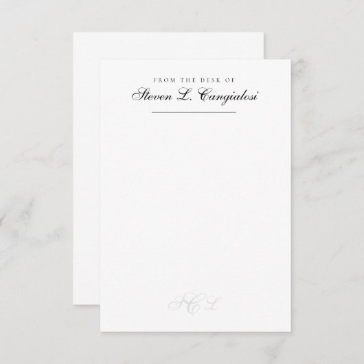 カスタムなオフィスの個人的な静止したエレガントなイニシャル ノートカード (正面/裏面)