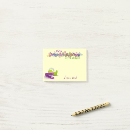 カスタムなオフィステーマの学校の心理学者のノート ポストイット (デスク上)