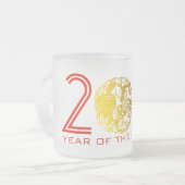 カスタムなオンドリ年2017の中国人の金ゴールドのpapercutのマグ フロストグラスマグカップ (正面左)