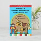 カスタムなカウボーイのホーダウンの西部の誕生日 招待状 (スタンド正面)