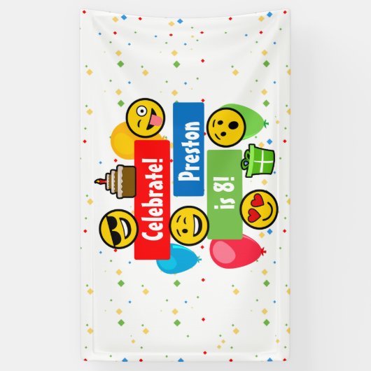 カスタムなカラフルなEmojiの誕生会の子供か男の子 横断幕 (縦)