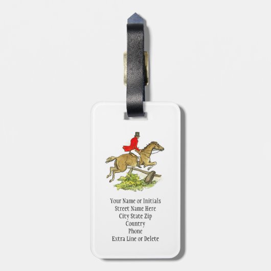 カスタムなキツネ狩りのジャンパーのハンターの乗馬 ラゲッジタグ (裏面縦)