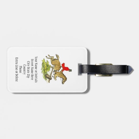 カスタムなキツネ狩りのジャンパーのハンターの乗馬 ラゲッジタグ (裏面横)