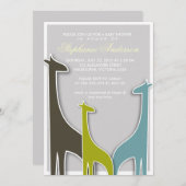 カスタムなキリンの男の赤ちゃんのシャワーの招待 招待状 (正面/裏面)