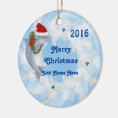 カスタムなクリスマスのイルカのオーナメントのギフト2016年 セラミックオーナメント (左)
