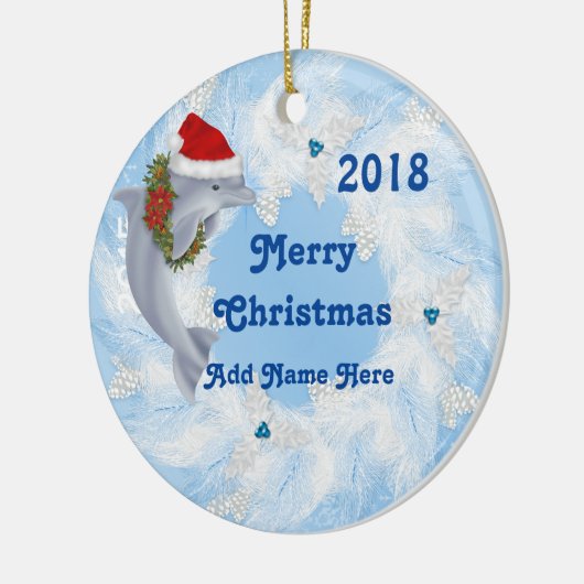 カスタムなクリスマスのイルカのオーナメントのギフト2018年 セラミックオーナメント (左)