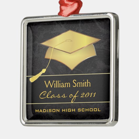 カスタムなクリスマスのオーナメント-卒業のギフト メタルオーナメント (左)