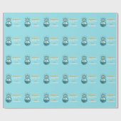 カスタムなクリスマスの青緑の金ゴールドのオーナメント ラッピングペーパー (フラット)