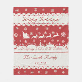 カスタムなクリスマスサンタ及びシカのフリースブランケット フリースブランケット
