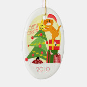 カスタムなクリスマスツリーのショウガ猫のオーナメント セラミックオーナメント (右)