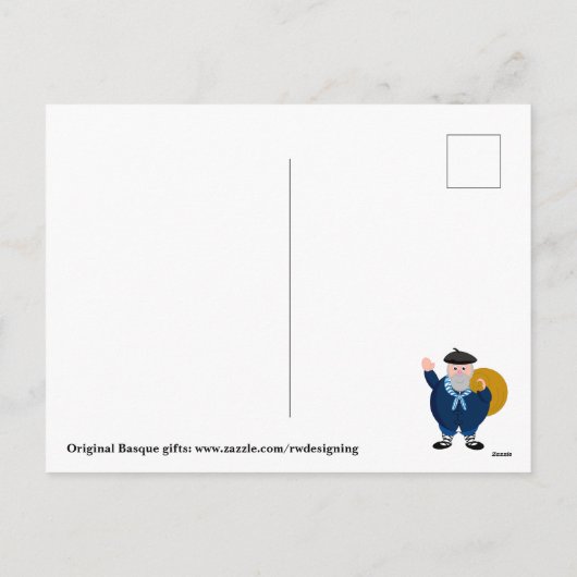 カスタムなクリスマス場面、アイススケートしているOlentzero シーズンポストカード (裏面)