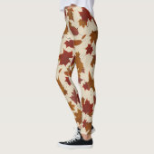 カスタムなクリームの秋の落ちる葉 レギンス (左)