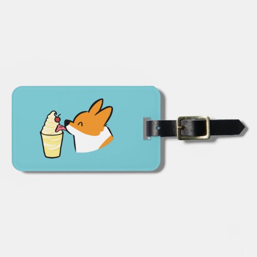 カスタムなコーギーのパイナップルドールの鞭の荷物のラベル ラゲッジタグ (正面横)