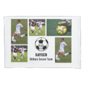 カスタムなサッカーの写真のコラージュの名前のチーム数 枕カバー (正面)