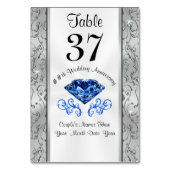 カスタムなサファイア記念日のテーブル数カード テーブルナンバー (裏面)