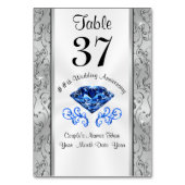 カスタムなサファイア記念日のテーブル数カード テーブルナンバー (正面)