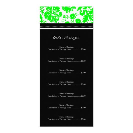 カスタムなサロンの棚は緑の黒いダマスク織を梳きます ラックカード (裏面)