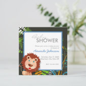 カスタムなジャングルのライオンのベビーシャワー 招待状 (スタンド正面)