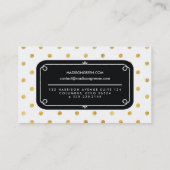 カスタムなスタイリッシュでシックな黒及び金ゴールドの水玉模様 名刺 (裏面)