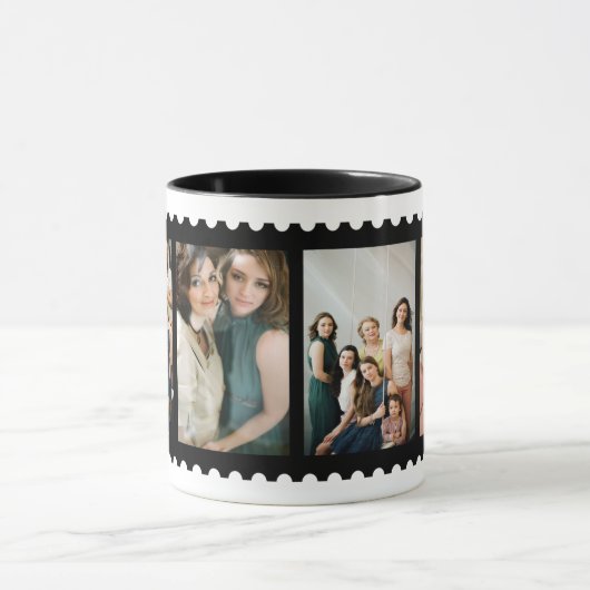カスタムなスタンプフレーム4の家族写真のマグ マグカップ (中央)