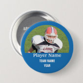 カスタムなスポーツチーム写真-青 缶バッジ (正面&裏面)