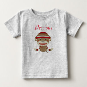 カスタムなソックス猿のベビーシャワーのギフトの衣類 ベビーTシャツ