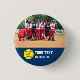 カスタムなソフトボールチームまたはプレーヤーの写真の名前数 缶バッジ