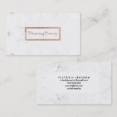 カスタムなタイポグラフィののどのばら色の金ゴールドの白の大理石 名刺 (正面/裏面)