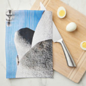 カスタムなタホ湖の砂港の写真 キッチンタオル (四つ折り)