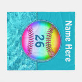 カスタムなターコイズの多彩のソフトボール毛布 フリースブランケット (正面(横))