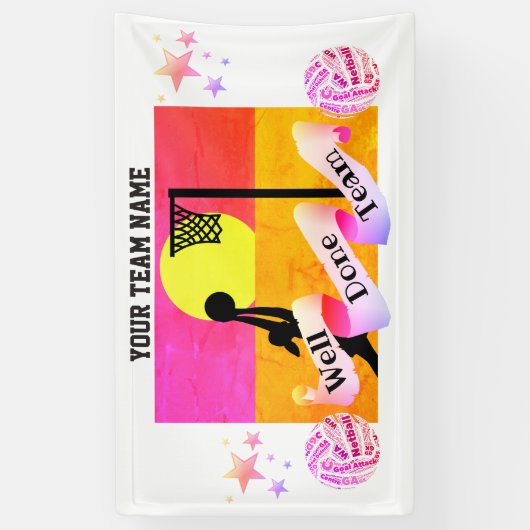 カスタムなチーム名前のネットボールの旗 横断幕 (縦)