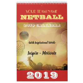 カスタムなチーム名前のパーソナライズな2019年のネットボール カレンダー