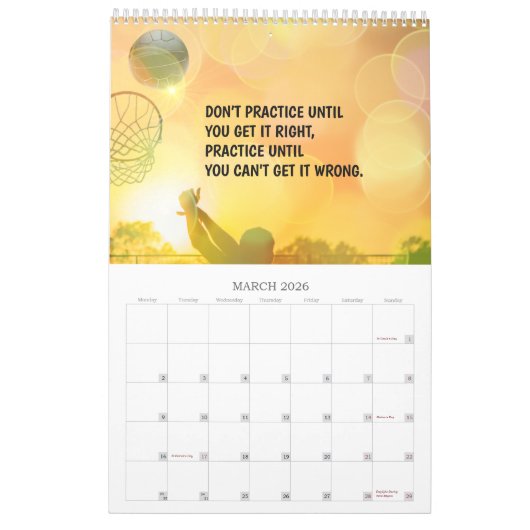 カスタムなチーム名前のパーソナライズな2019年のネットボール カレンダー (3月 2026)