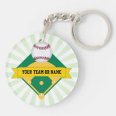 カスタムなチーム名前の緑の野球場 キーホルダー (裏面)