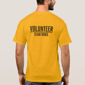 カスタムなチーム名前の黄色いボランティア Tシャツ (裏面)