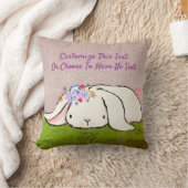 カスタムなテキストのばら色の金ゴールドのグリッターの水彩画のバニー クッション (ブランケット)