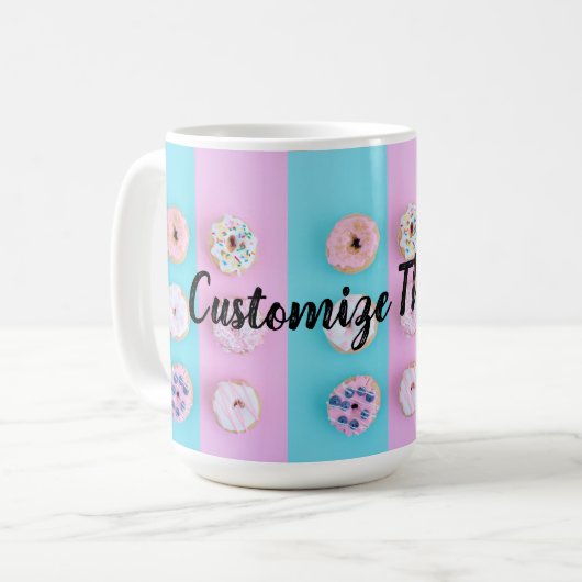 カスタムなテキストドーナツ恋人のカラフルのストライプなキャンデー コーヒーマグカップ (正面左)