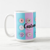 カスタムなテキストドーナツ恋人のカラフルのストライプなキャンデー コーヒーマグカップ (左)